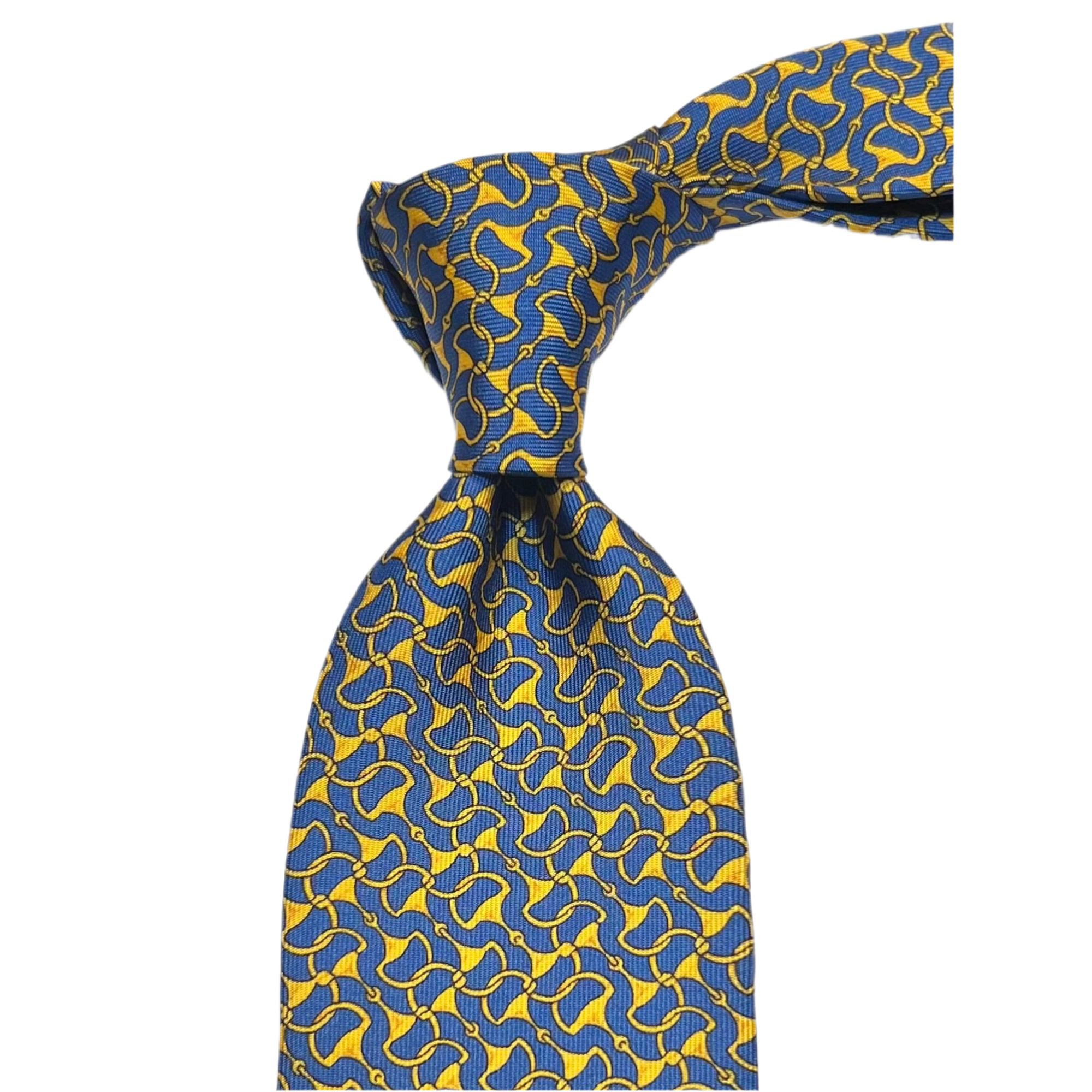 MonsterTie Printed D-Ring Snaffle Navy Gold Necktie