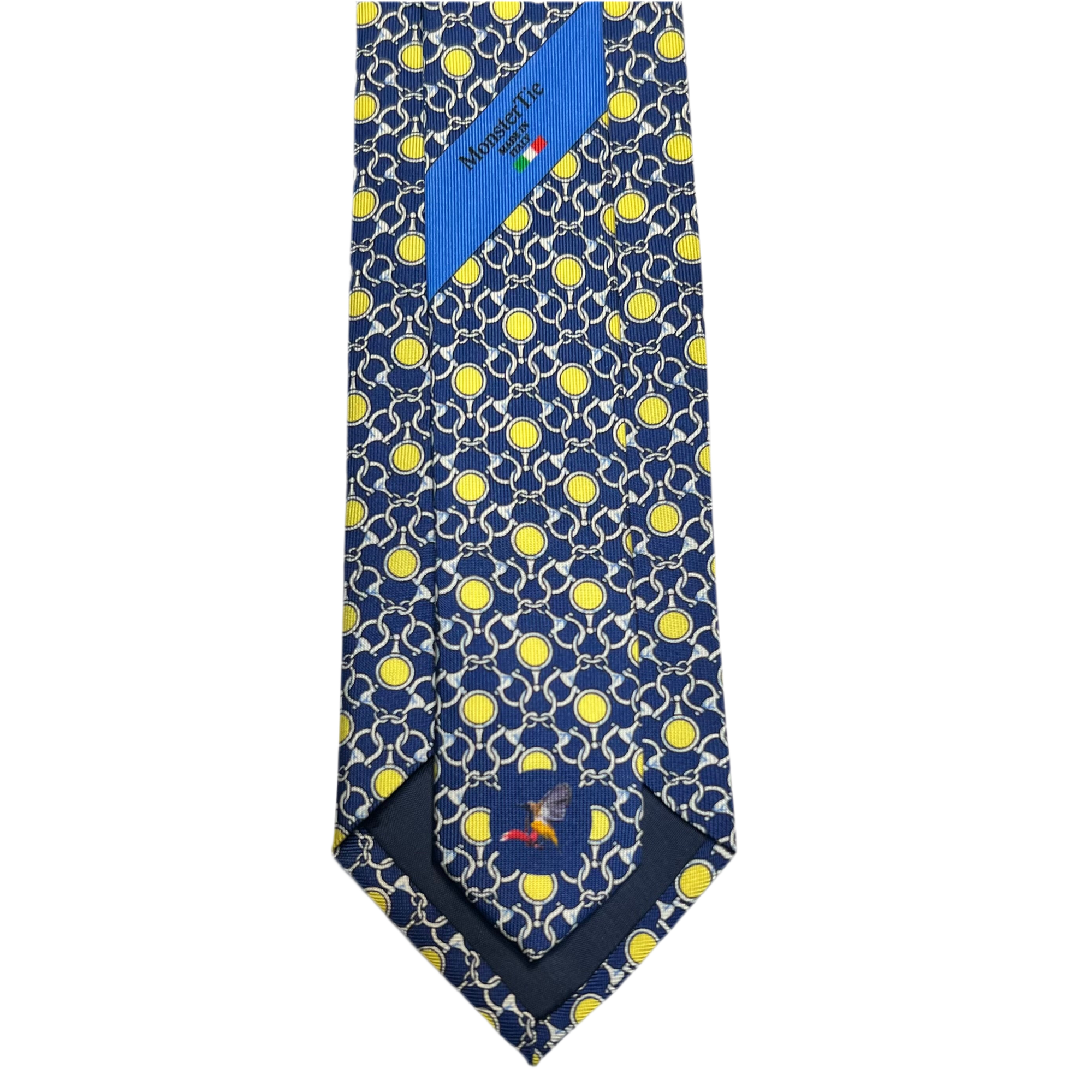 MonsterTie Printed D-Ring Snaffle Bits Navy Yellow Necktie