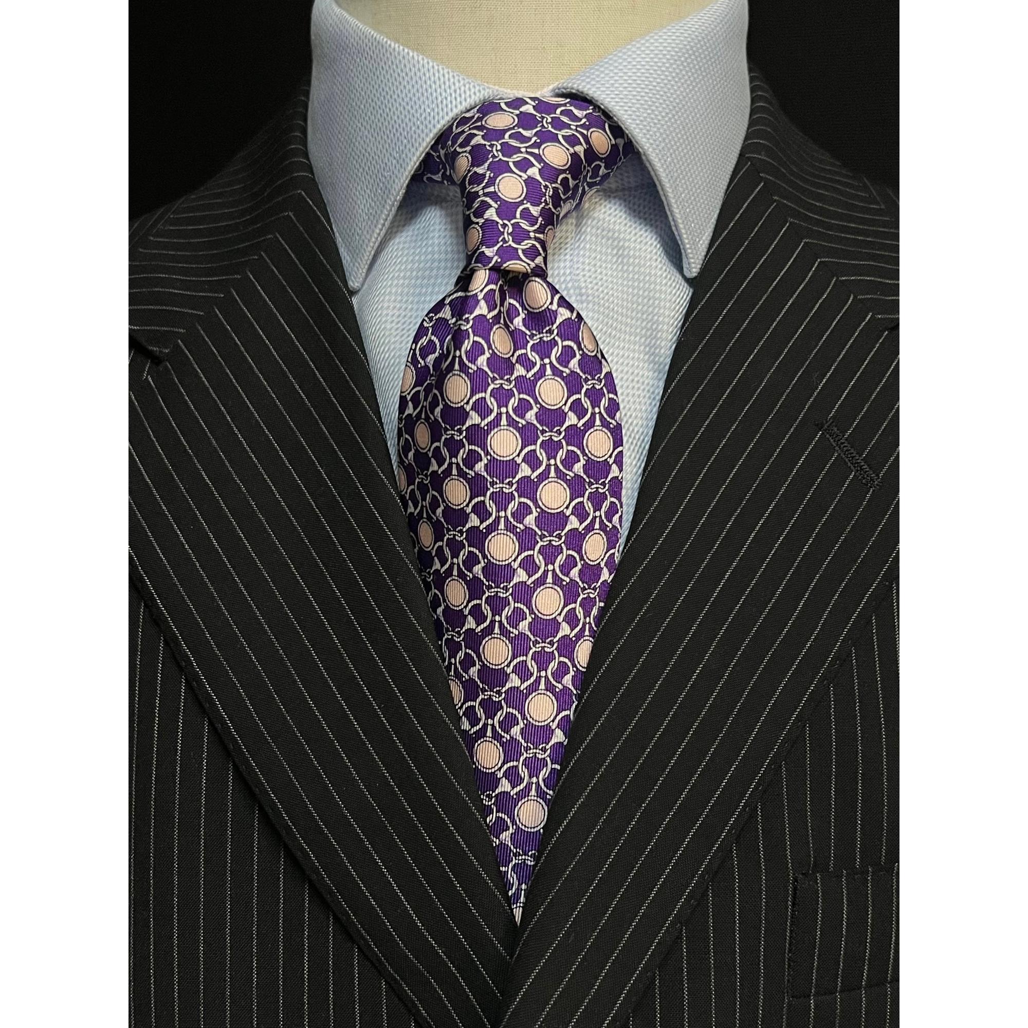 MonsterTie Printed D-Ring Snaffle Bits Purple Necktie
