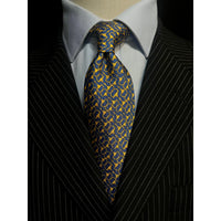 MonsterTie Printed D-Ring Snaffle Navy Gold Necktie