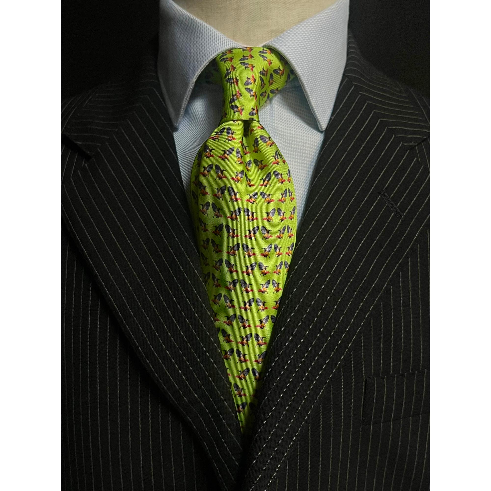 MonsterTie Printed Sunbird Green Cravatta