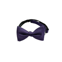A purple and black micro-patterned bow tie with an adjustable black strap, shown against a plain white background.