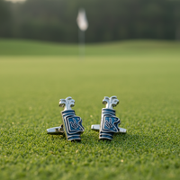 Golf Bag Cufflink - The blue Enamal