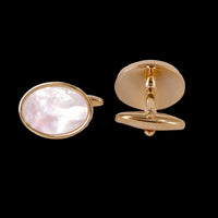 Oval Gold Cufflinks with White Mother of Pearl