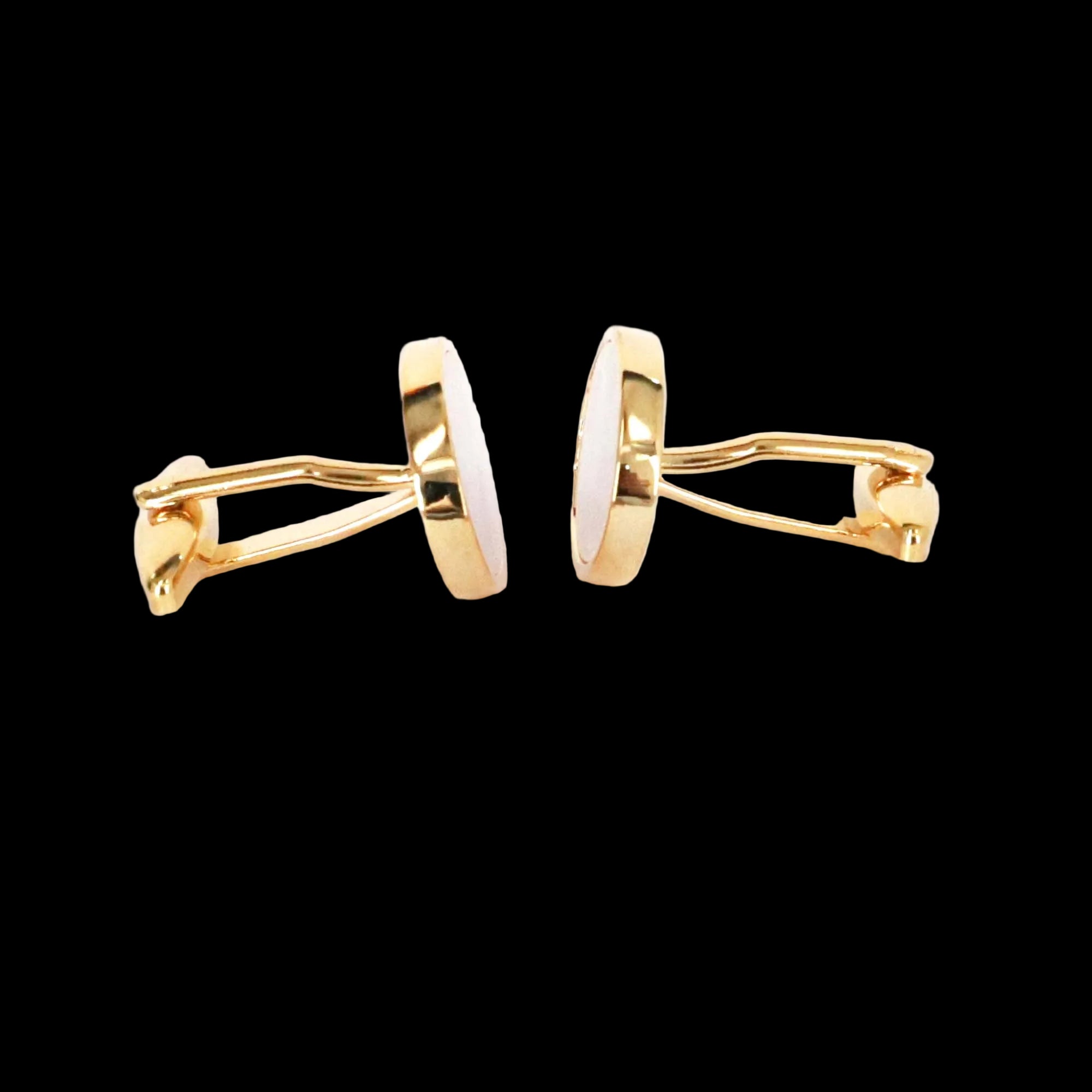 Oval Gold Cufflinks with White Mother of Pearl