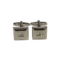 Single Crystal square Silver Cufflinks - Orobianco L'unique