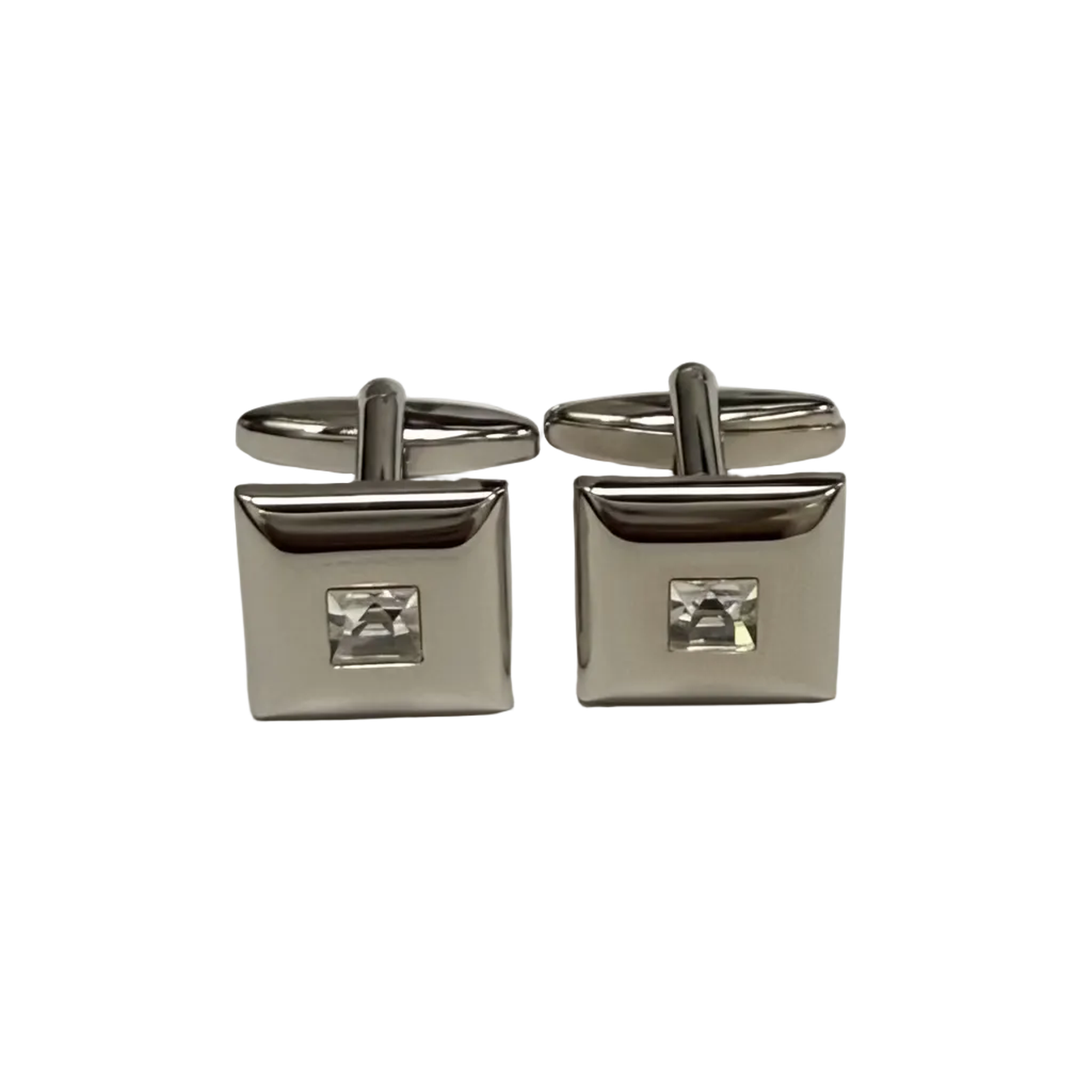 Single Crystal square Silver Cufflinks - Orobianco L'unique