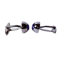 Pair of silver cufflinks with purple gemstones 