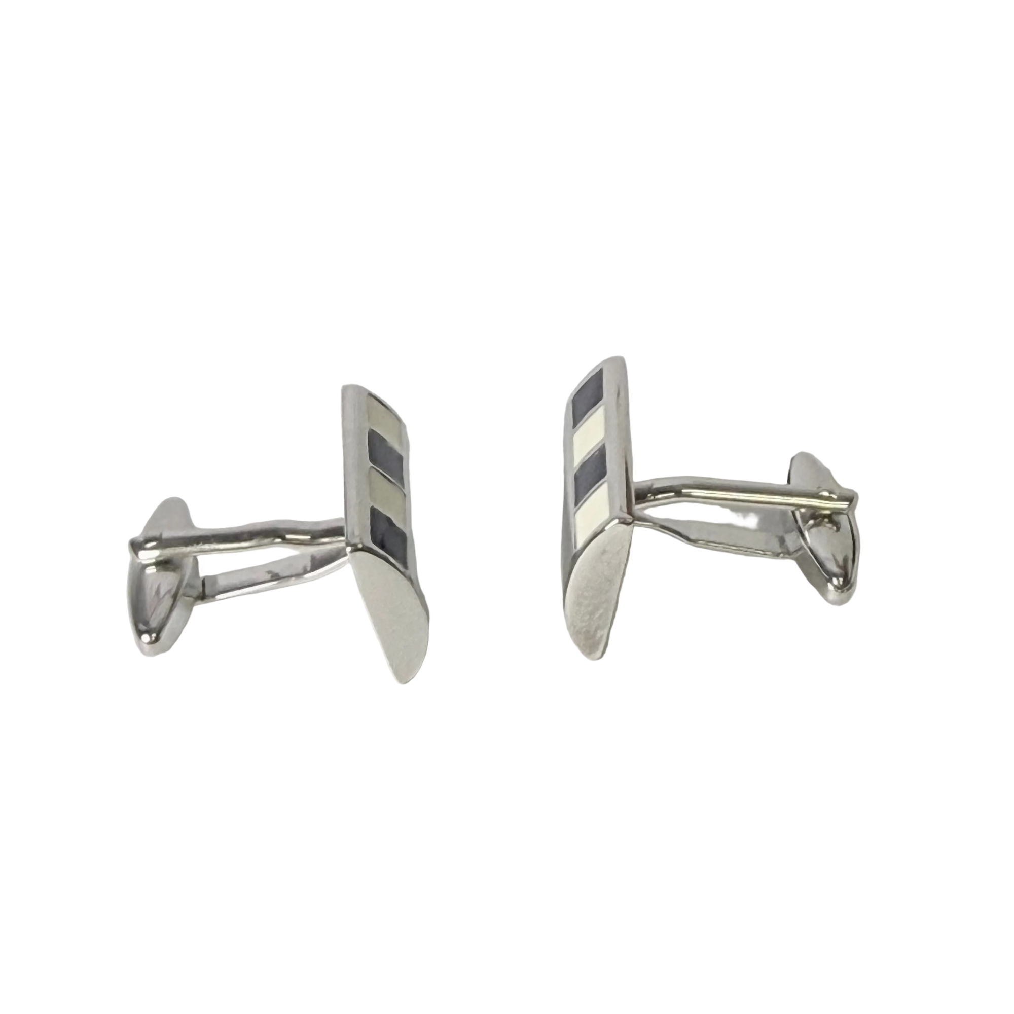 Rectangle Cream and Blue  Enamel Cufflinks (Online Exclusive)