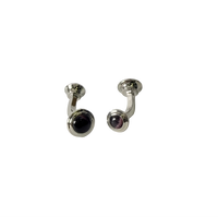 A pair of silver-toned with Brown fiberglass Cufflinks
