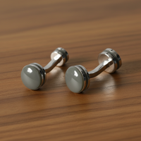 The Senith Round Enamel in Slate Grey  Cufflinks (Online Exclusive)
