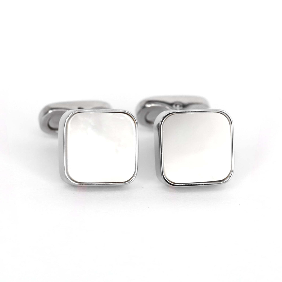 MonsterTie mother of pearl cufflinks ‚Äì handcrafted square cufflinks with a shiny finish.