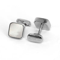 MonsterTie mother of pearl cufflinks featuring a square design with a shiny finish, handcrafted in Italy.