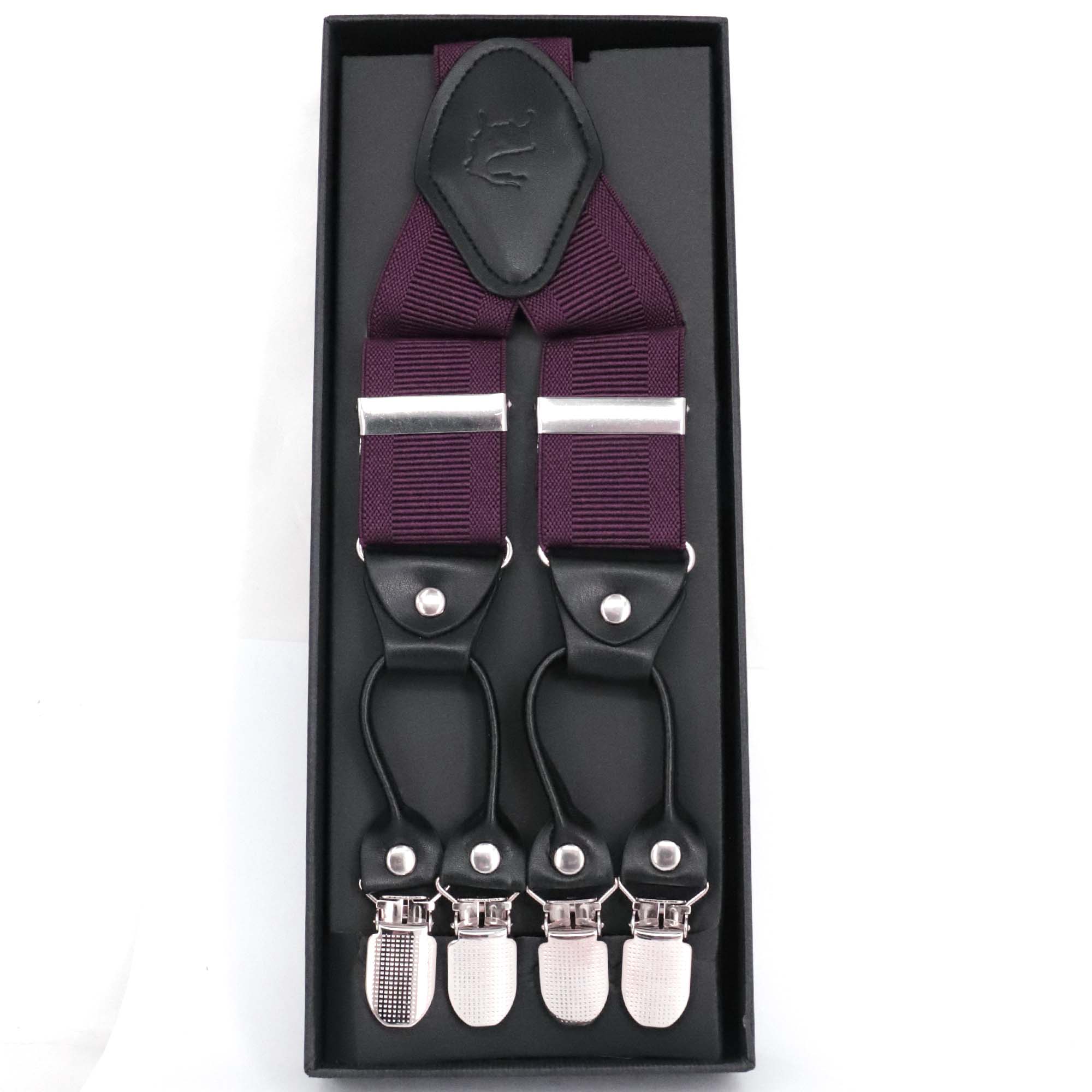 Orobianco L‚Äôunique Dark Purple Horizontal Strip Suspender
