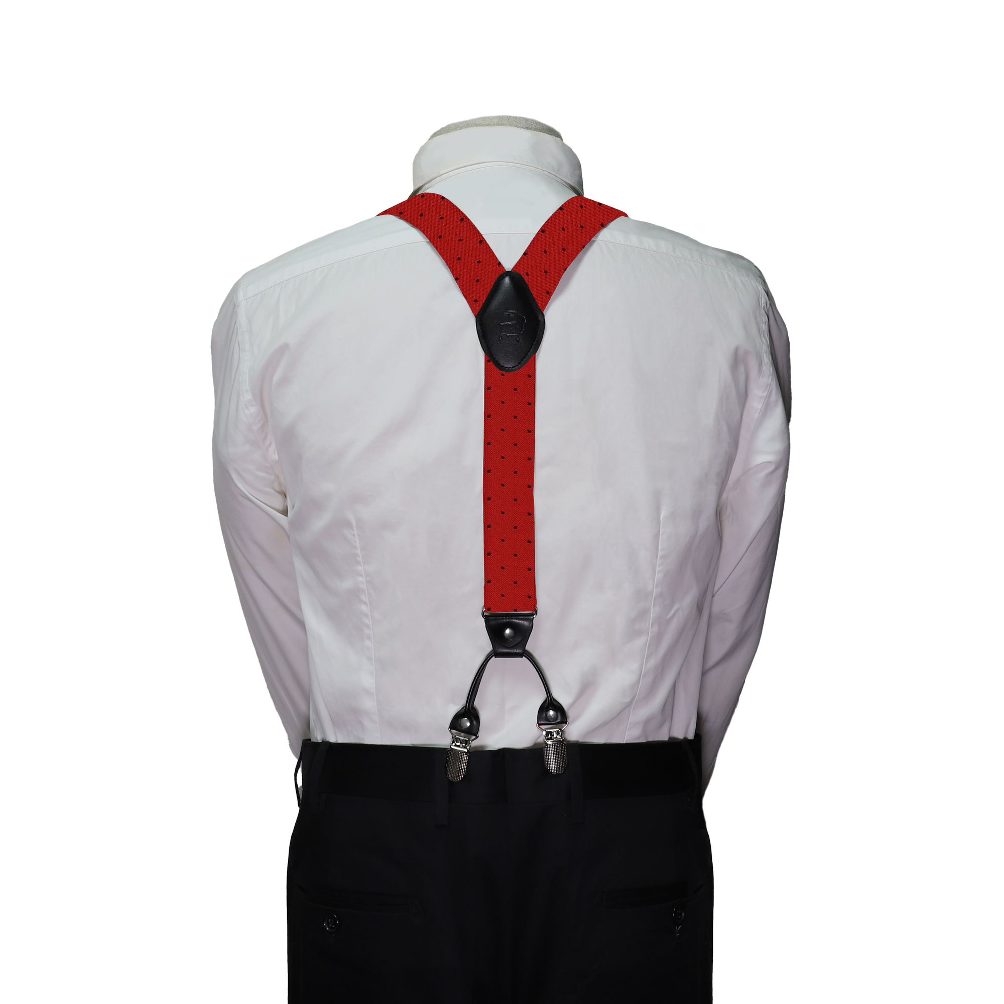 Orobianco Suspender RED with Black Dot Clip Front
