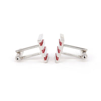 Red Stripe and Silver Square Cufflinks