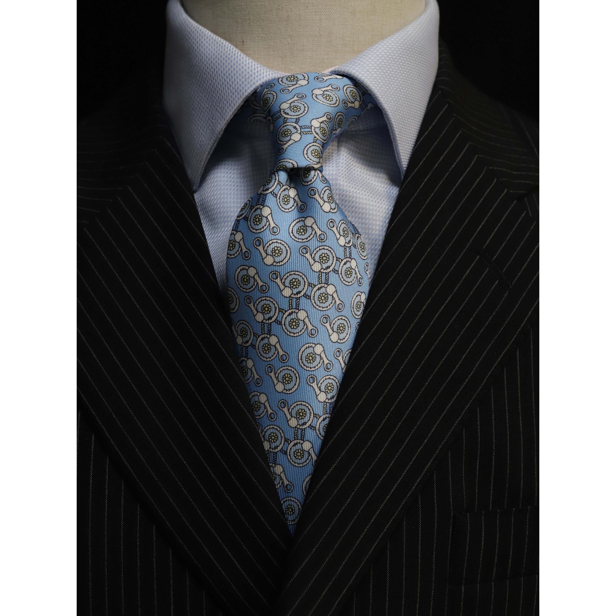 MonsterTie Printed Ring Rope Round Light BlueNecktie