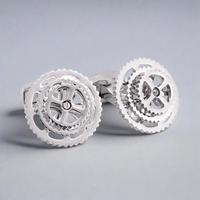 Rotatable Silver Bike Gear Cufflinks