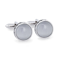 Round Cufflinks with Light Grey Fibre Optic (Online Exclusive)