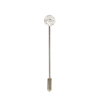 Crystal Ball Lapel Pin Silver & White Crystal MonsterTie