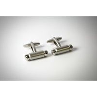 Premium men's cufflinks from the Monochrome Elite Collection featuring polished silver design.