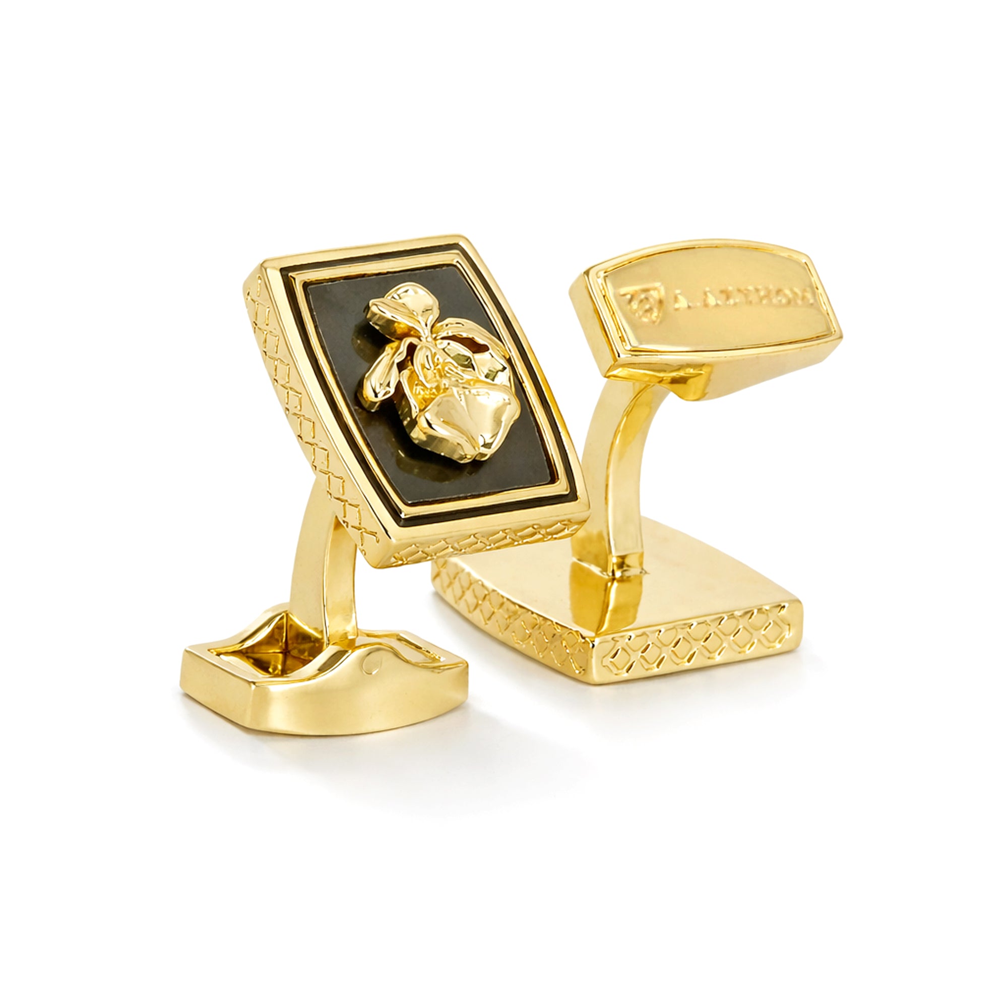 Premium cufflinks inspired by Vanda Miss Joaquim, showcasing elegant design and exquisite craftsmanship.