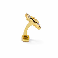 Premium cufflinks inspired by Vanda Miss Joaquim, showcasing a gold design with intricate detailing.