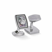 Vanda Miss Joaquim Silver cufflinks showcasing a floral design with an elegant finish by Azthom Singapore.