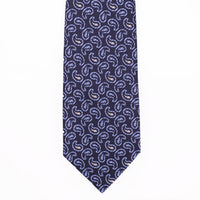 8cm Paisley Design Tie in Blue CINQUE PIEGHE (5 FOLDED )