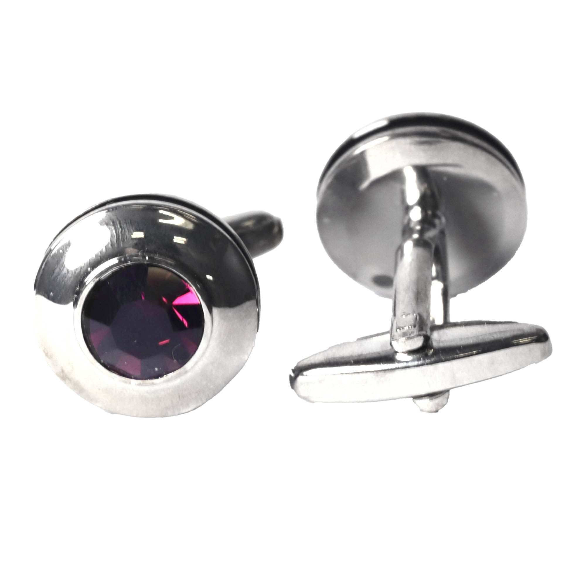 Elegant Silver & Amethyst Cufflinks