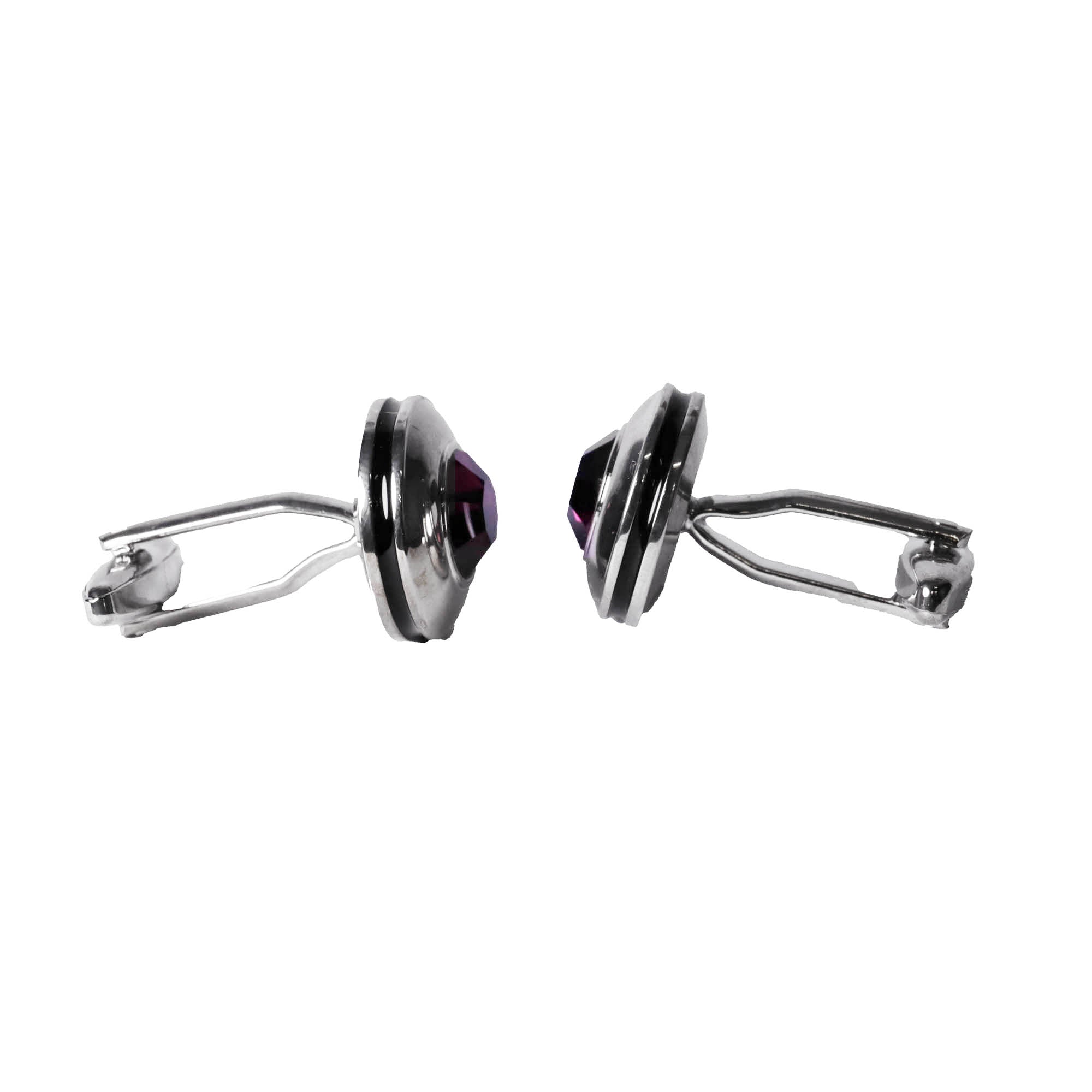 Elegant Silver & Amethyst Cufflinks