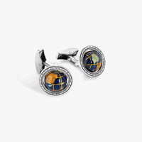 Globe Cufflinks in Silver with Semi Precious Stone