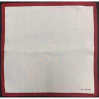 A.Azthom Solid Silk Pocket Square – Minimalist Off-White & Royal Blue Frame (32x32cm)