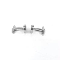Silver round Cufflinks with Blue and White circle (Small size)