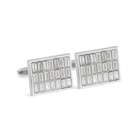 White Crystals Rectangle Cufflinks-Cufflinks.com.sg