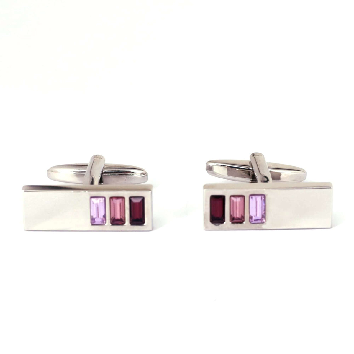 3 Purple Crystals Cufflinks-Cufflinks.com.sg