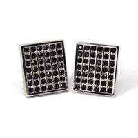 42 Black Check Crystals Cufflinks-Cufflinks.com.sg