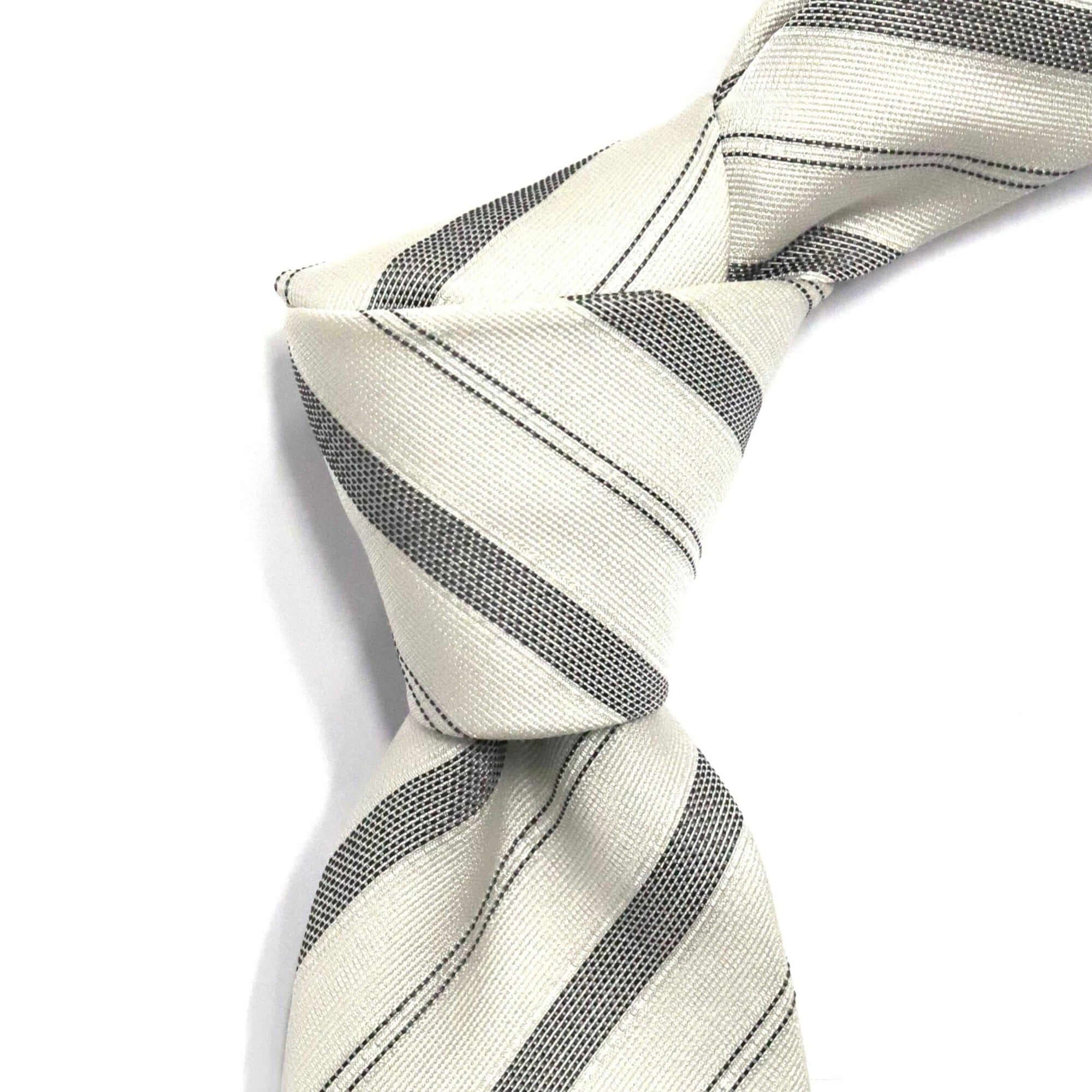 8cm Woven Striped Necktie in Whitesmoke White-Cufflinks.com.sg | Neckties.com.sg