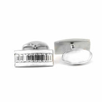 9 Clear Crystal Rectangle Cufflinks-Cufflinks.com.sg