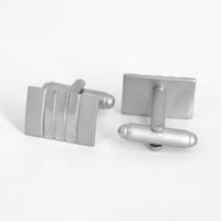 Silver Rectangle Cufflink with Centre Mirror-Finish