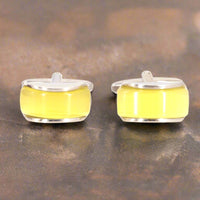 Spherical wedge in Yellow fiber optic Cufflinks