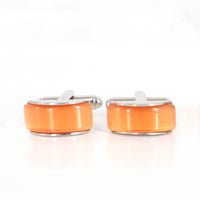 Spherical wedge in orange fiber optic Cufflinks