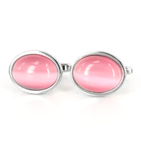 Oval Light Pink Fibre Optic Glass Cufflinks (Online Exclusive)