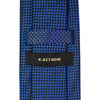 A.Azthom 8cm Cobalt Silk Woven Tie with Black Dots Detail-Neckties-A.Azthom-Cufflinks.com.sg