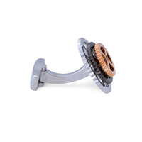 A.Azthom Rotatable Bike Gear Rhodium Trio Colour Plated Cufflinks-Cufflinks.com.sg