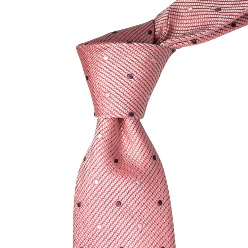8cm White and Brown Micro-Dots Pattern Silk Tie in Pink-Cufflinks.com.sg | Neckties.com.sg