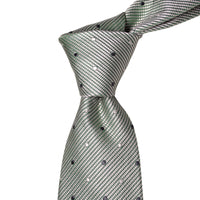 8cm White and Green Micro-Dots Pattern Silk Tie-Cufflinks.com.sg | Neckties.com.sg
