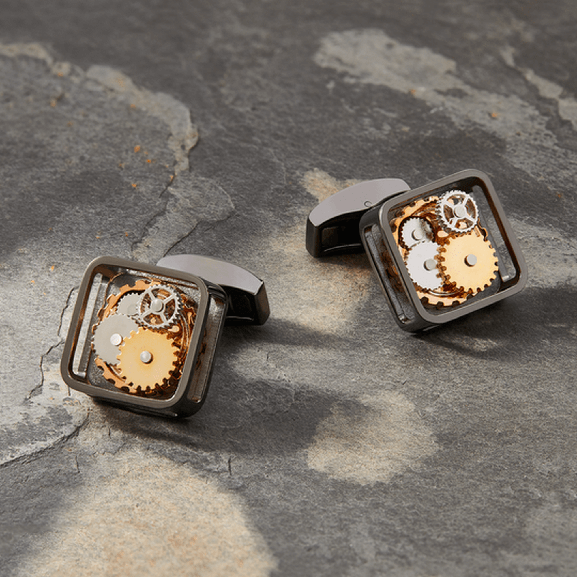 Square Gear cufflinks in gunmetal stainless steel-Cufflinks.com.sg