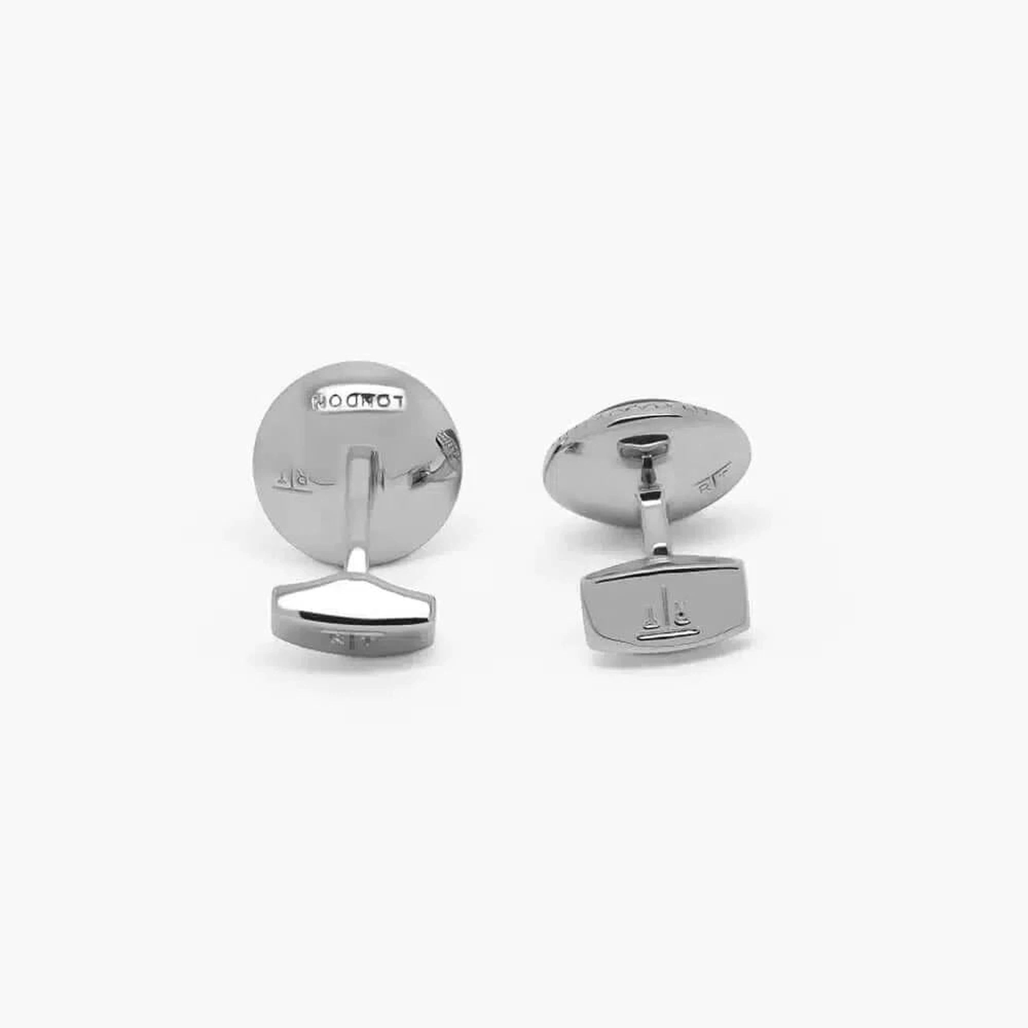 Bullseye Semi Precious Cufflinks in Rhodium & Tiger Eye-Cufflinks.com.sg