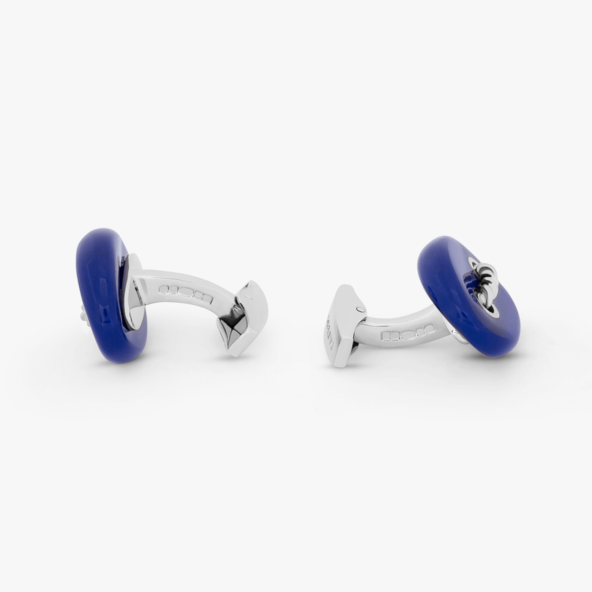Cable Marine Link silver cufflinks with blue lapis CL5554-Cufflinks.com.sg